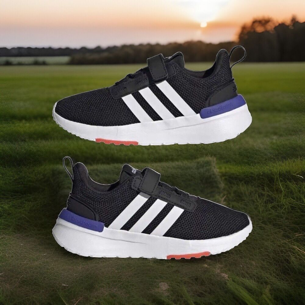 ADIDAS RACER TR21 K Boys Sz 13 K Big Boy Black/White/Ink Mesh Running Shoes - Picture 3 of 13